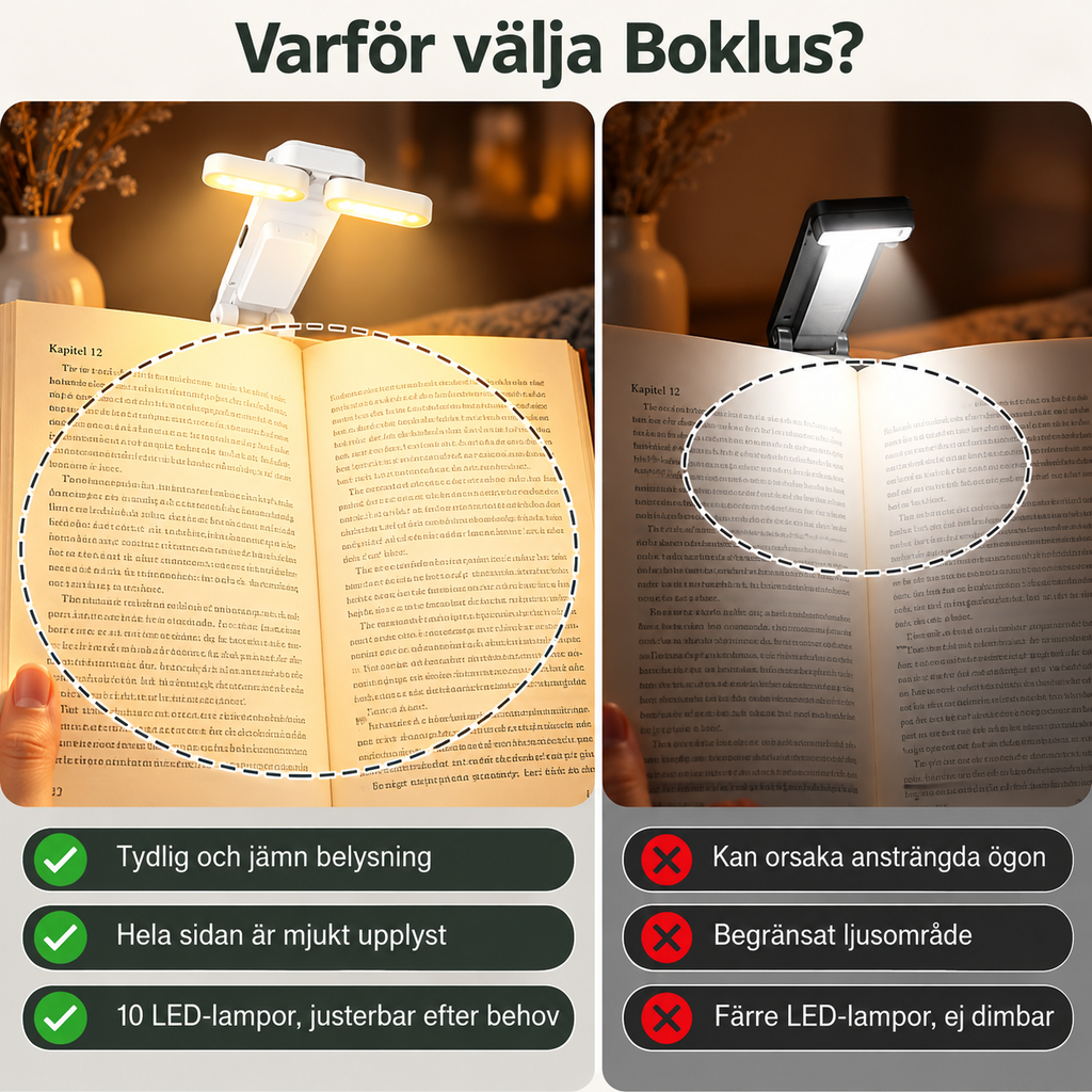 Boklus – Uppladdningsbar läslampa